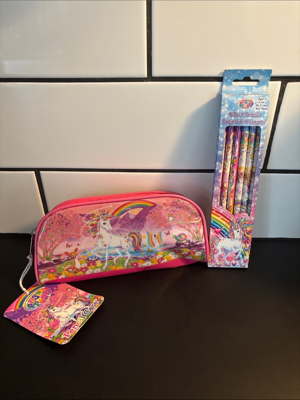Lisa Frank 2000’s Rainbow Mischief Pencil Case & Rainbow Majesty Pencils NWT
